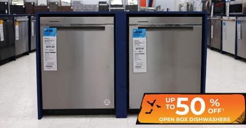 Up to 50% off open box dishwashers.