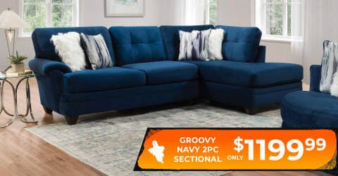 Groovy navy 2PC Sectional only $1199.99. 