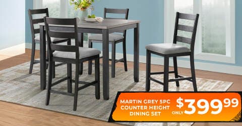 Martin Grey 5PC counter height dining set only $399.99. 