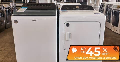 Up to 45% off.1 open box washers and dryers.