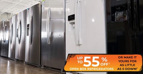 Up to 55% off of open box Side by side refrigerators.