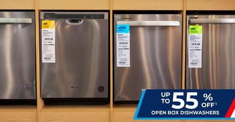 Up to 55% off open box dishwashers.