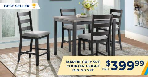 Best Seller. Martin Grey 5PC Counter Height Dining Set only $399.99