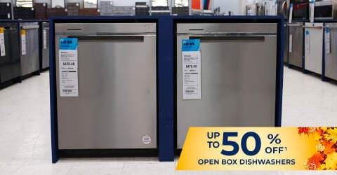 Up to 50% off open box dishwashers.