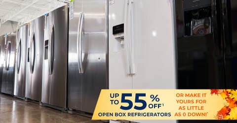 Up to 55% off of open box Side by side refrigerators.