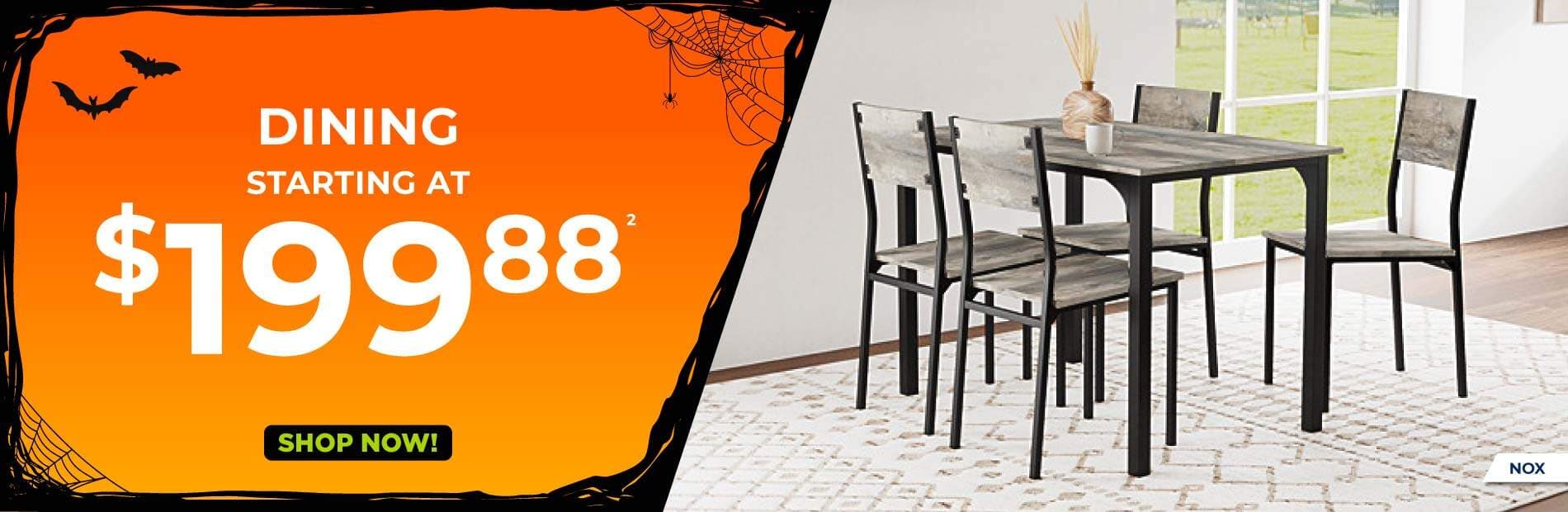 Dining sets starting at only $199.99. Shop Now!