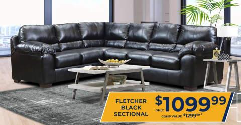 Fletcher Black Sofa and Loveseat Only $1,099.99. comp Value $1,699.99 2.
