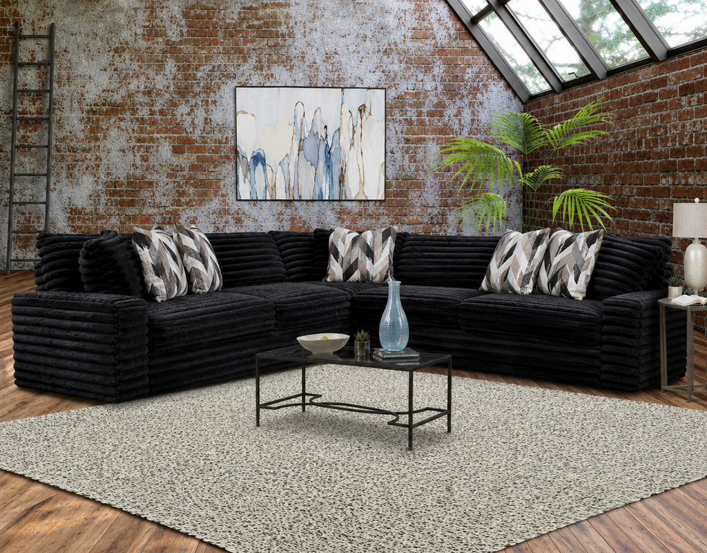 Serene Thunder 3-Piece Corded Sectional