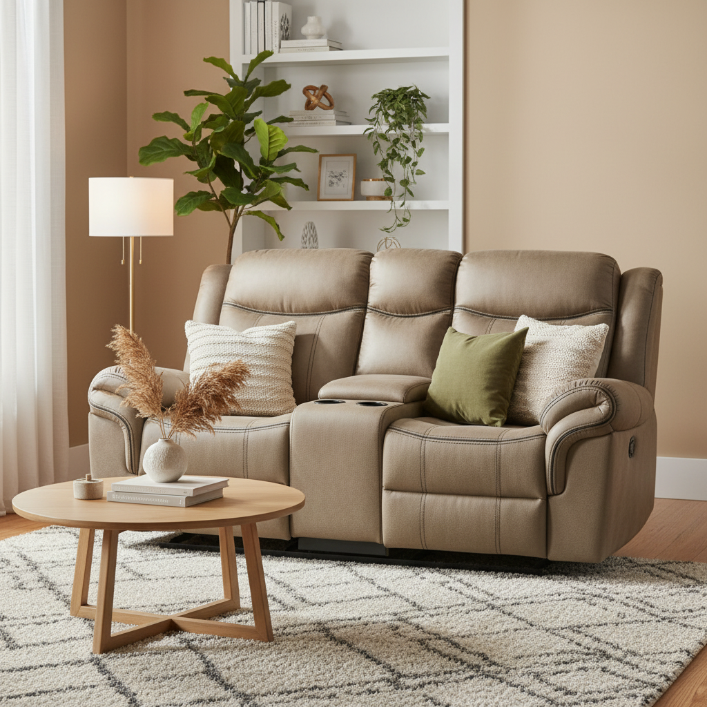 Sorrento Brown Reclining Console Loveseat