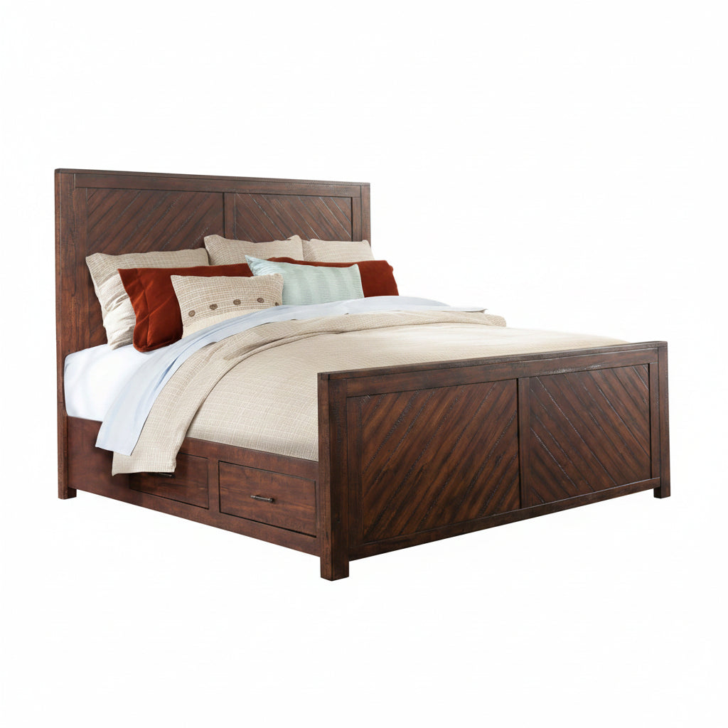 Redwood Panel Bed with Storage
