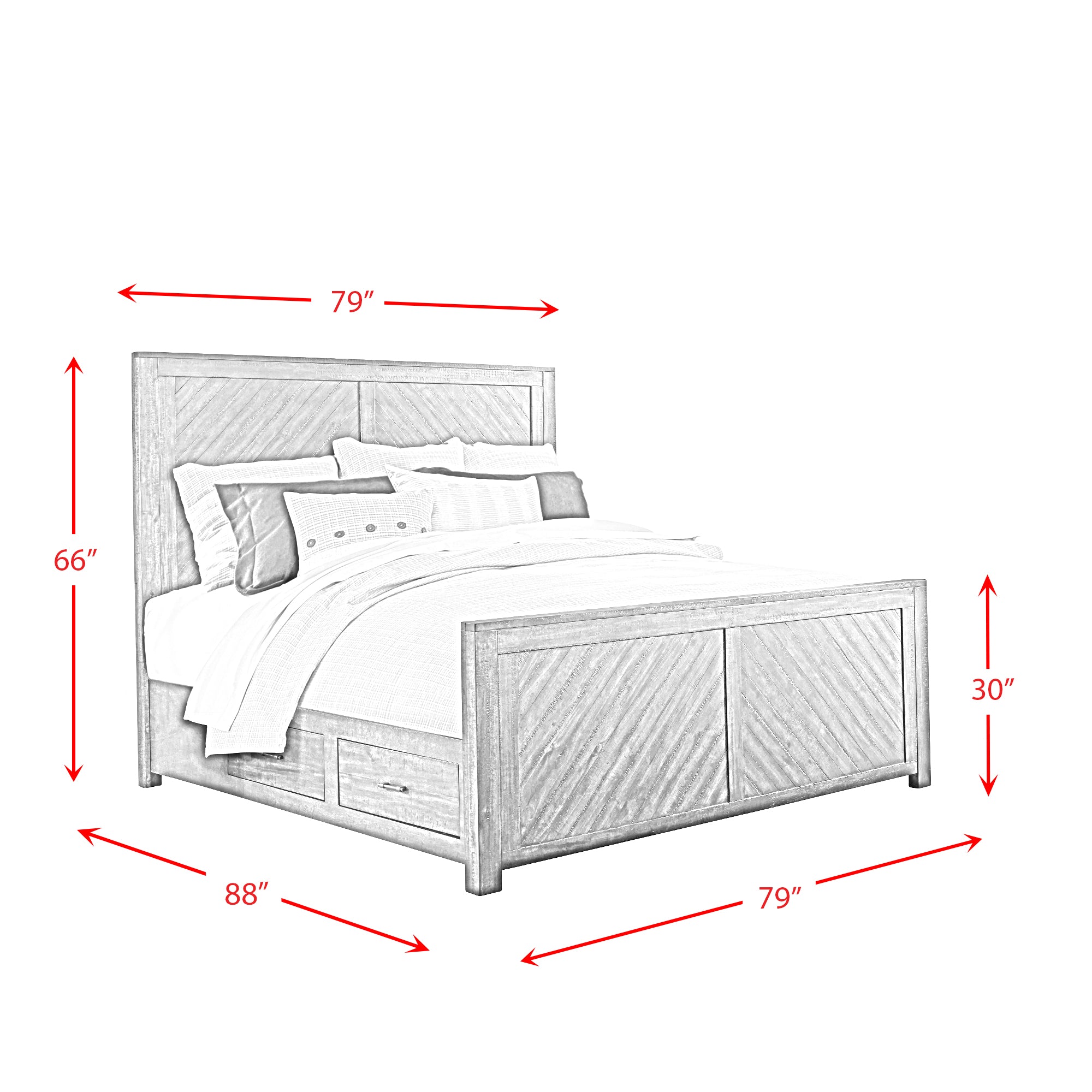 Redwood Panel Bed with Storage