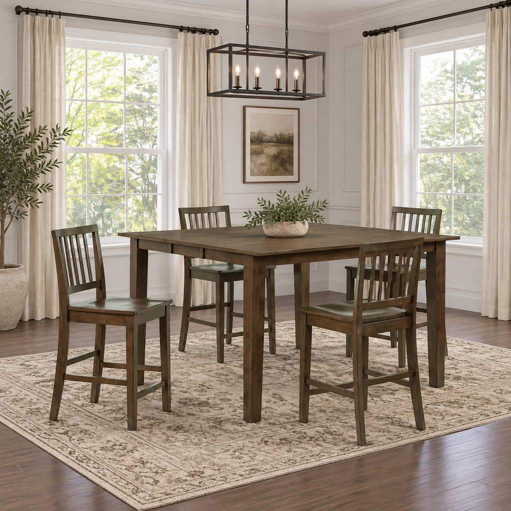 Joplin Walnut 5-Piece Counter Height Dining Set