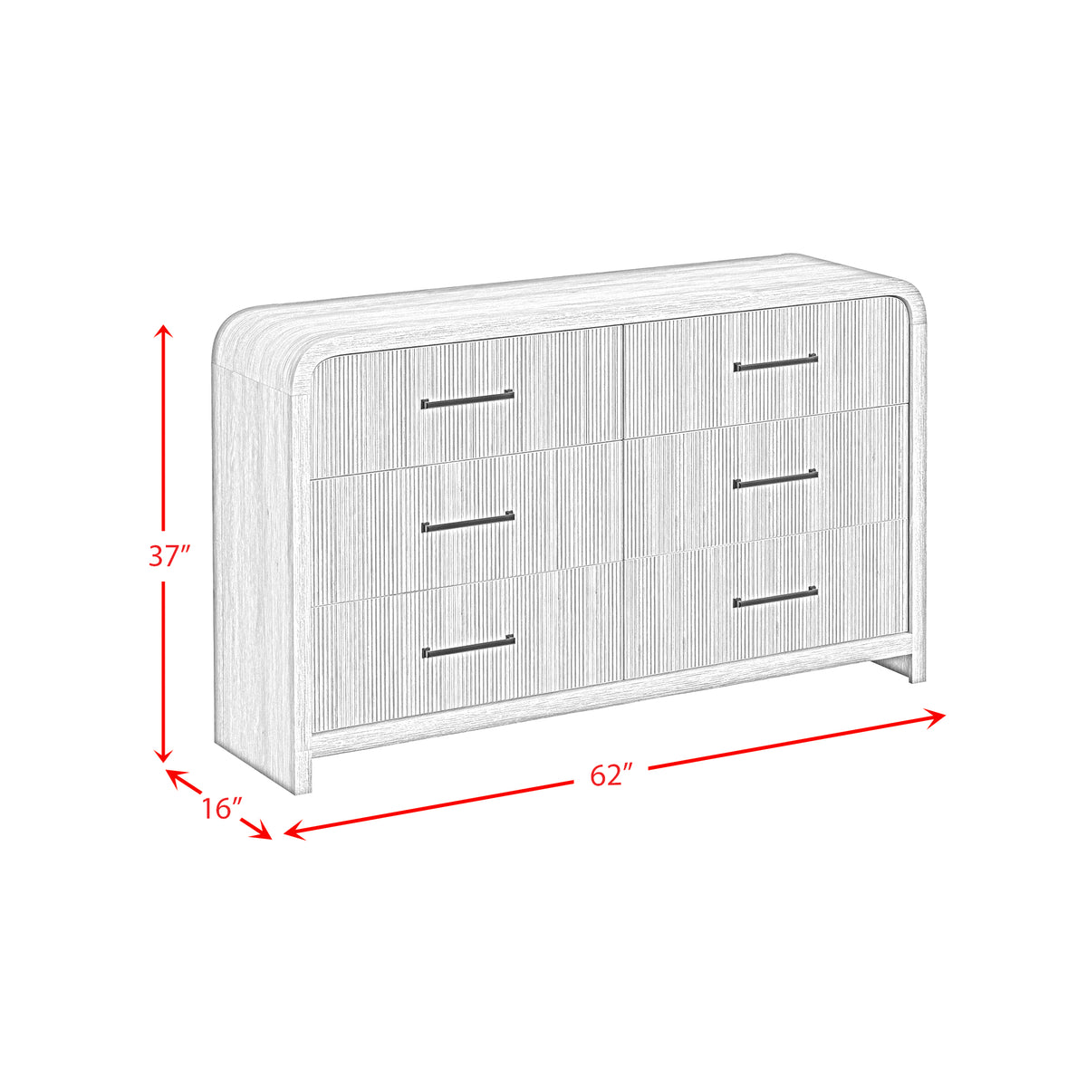 Ridgemont 6-Drawer Dresser- Black