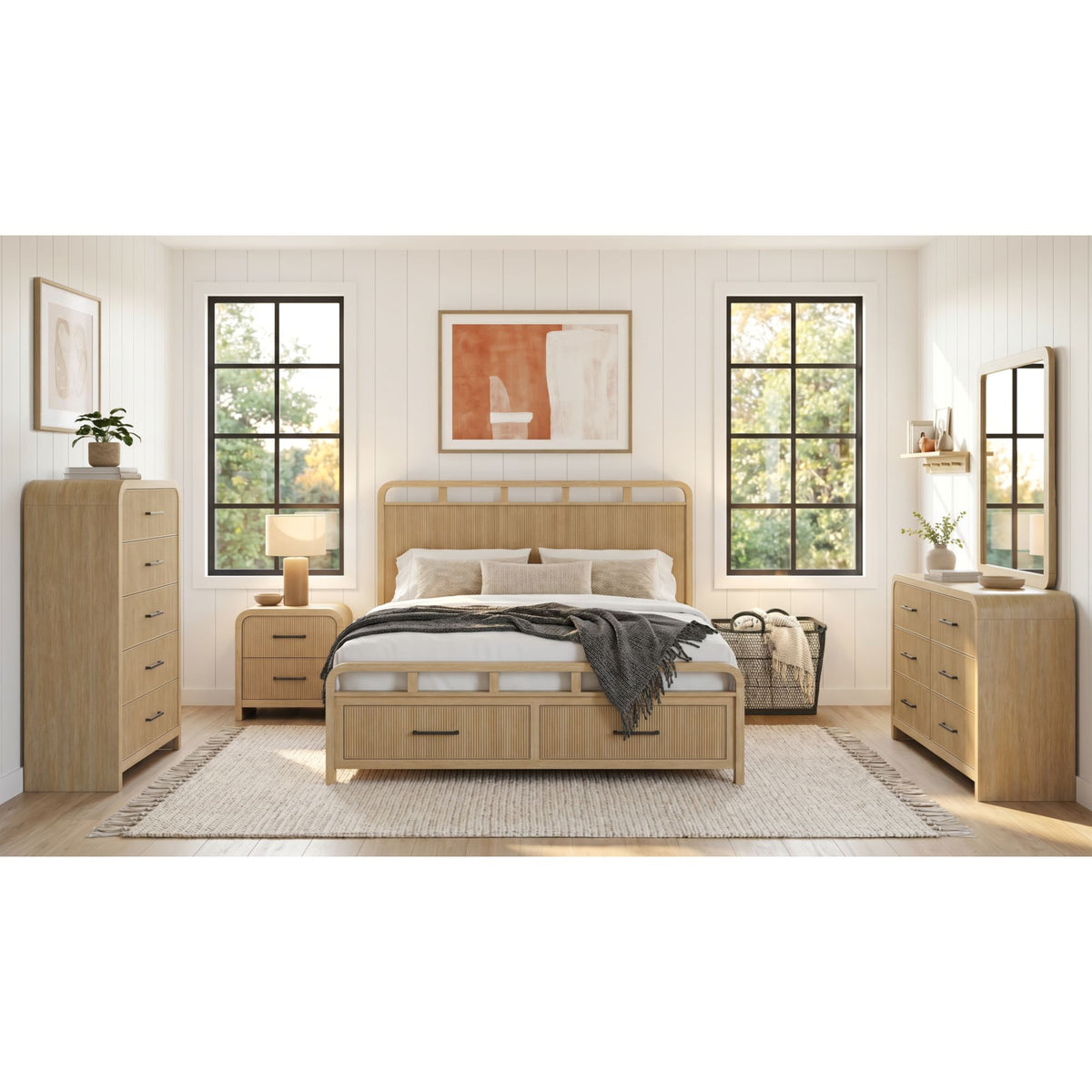 Ridgemont 3-Piece Storage Bed Bedroom Set- Natural