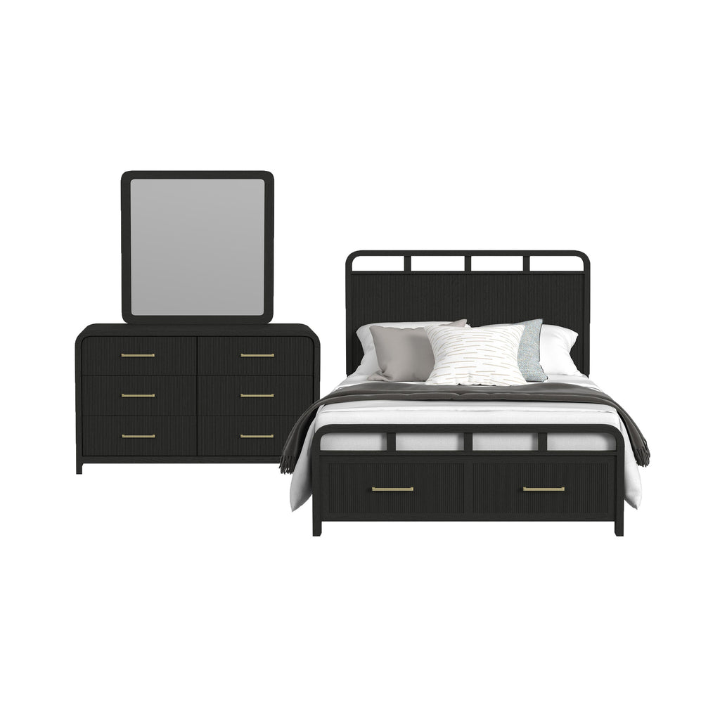 Ridgemont 3-Piece Storage Bed Bedroom Set- Black