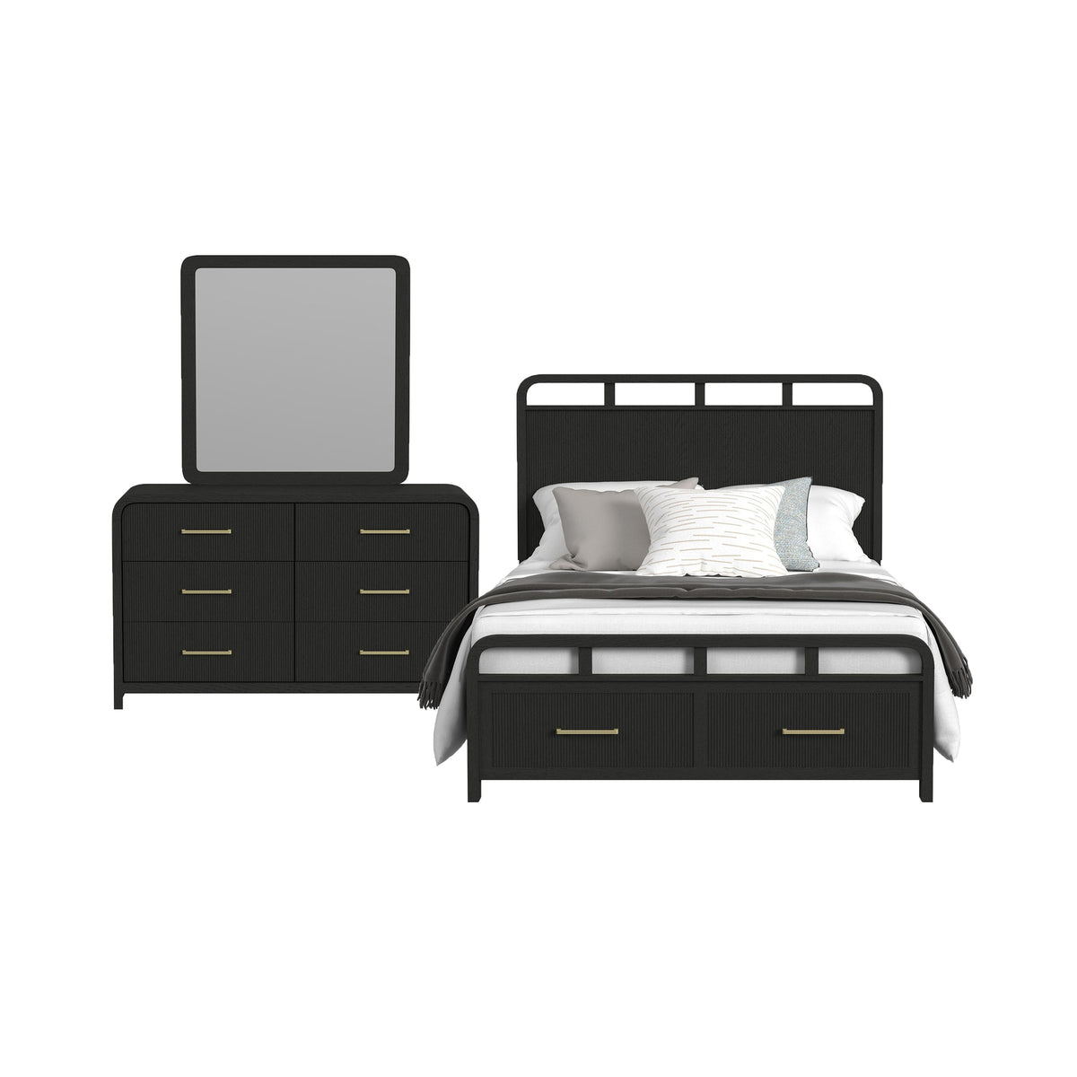 Ridgemont 3-Piece Storage Bed Bedroom Set- Black