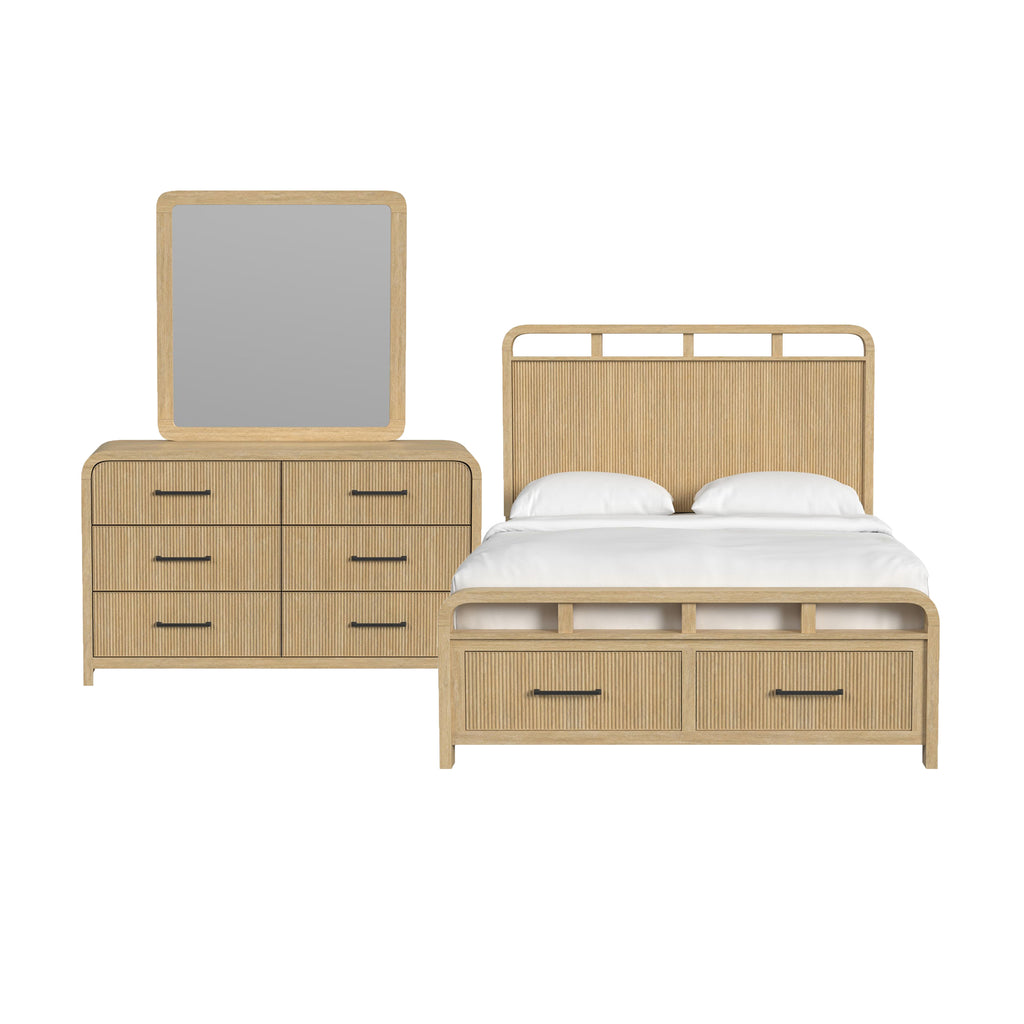 Ridgemont 3-Piece Storage Bed Bedroom Set- Natural