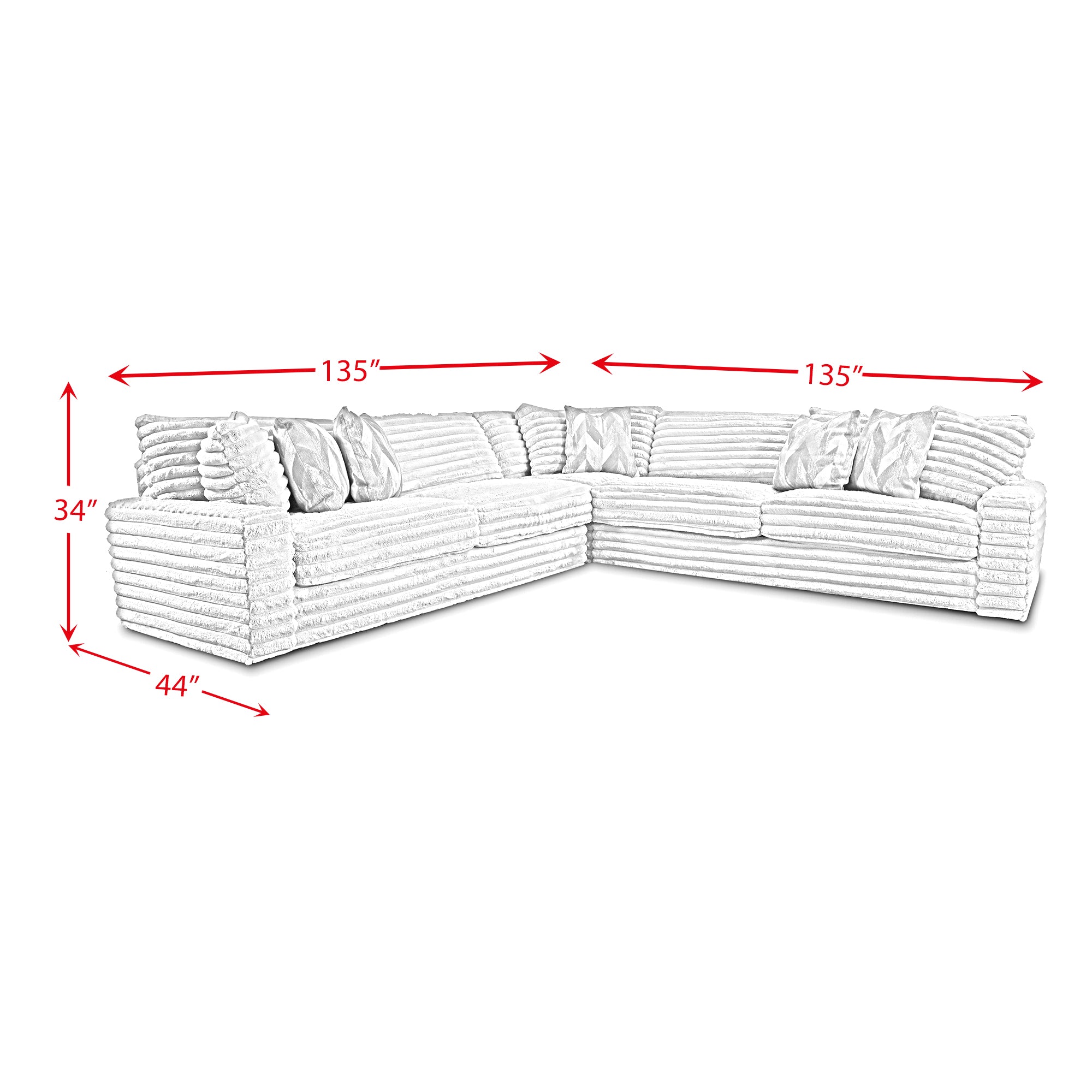 Serene Thunder 3-Piece Corded Sectional