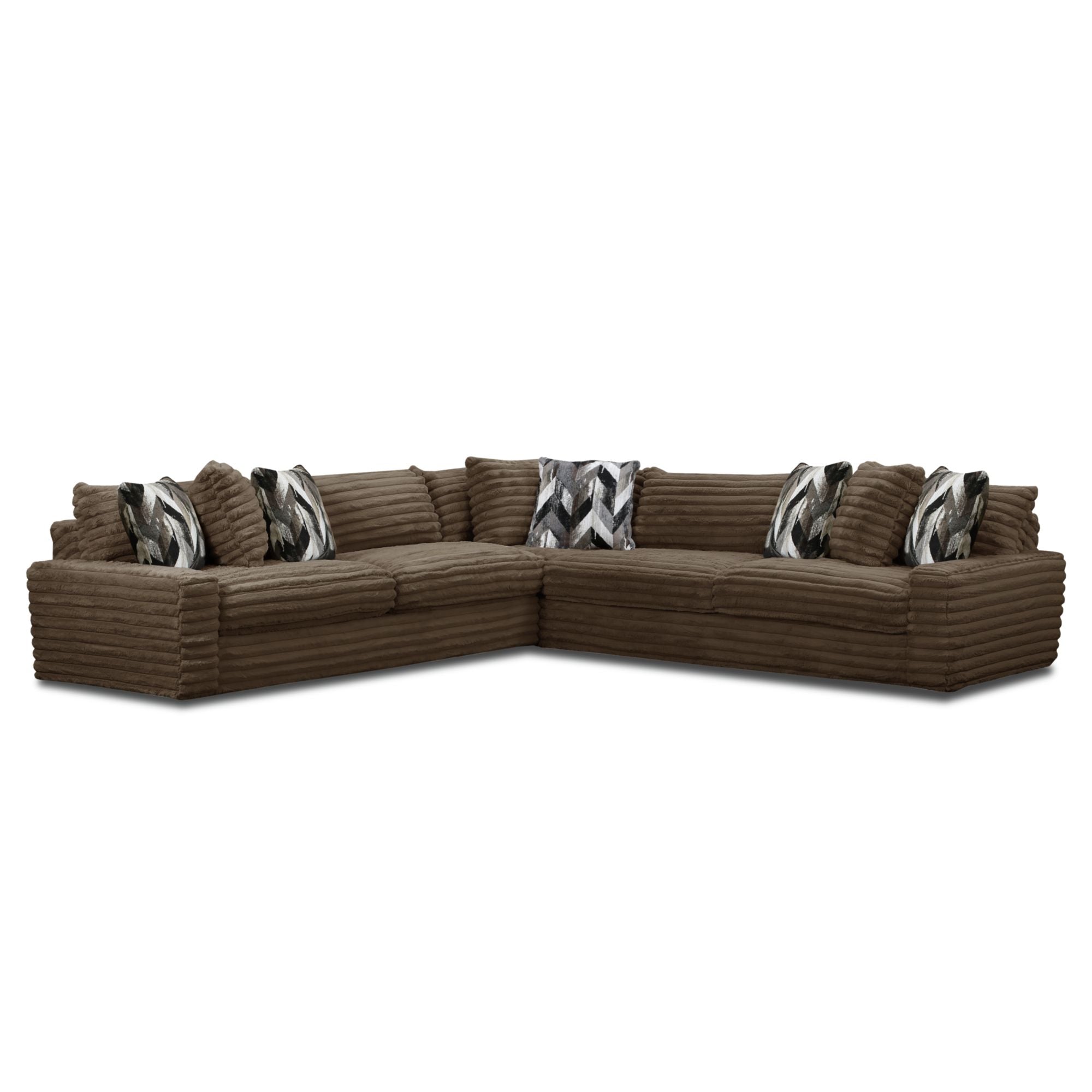 Serene Hush Chocolate 3-Piece Corded Sectional