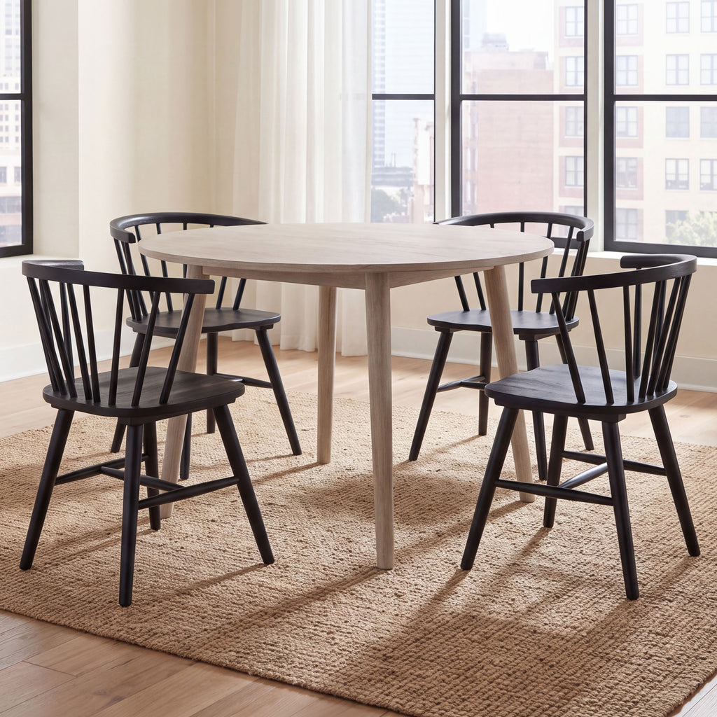 Willow 5pc Dining Set with Black Chairs