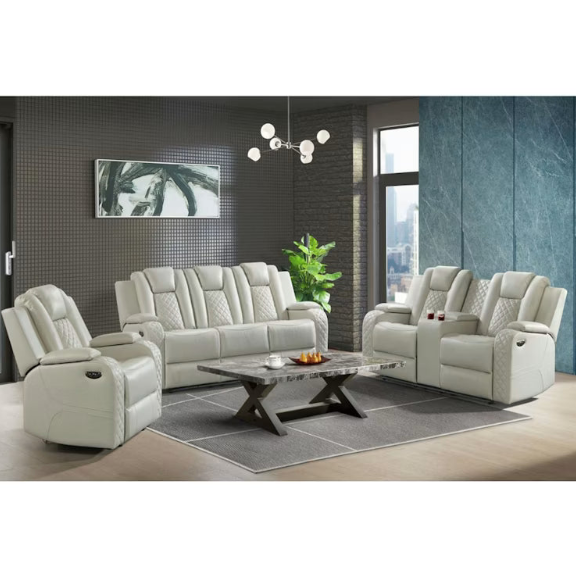Vega Oyster Dual Power Reclining Sofa