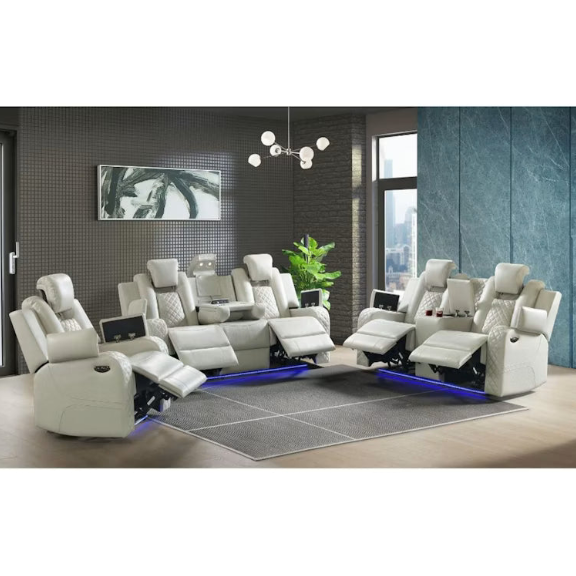 Vega Oyster Dual Power Reclining Sofa